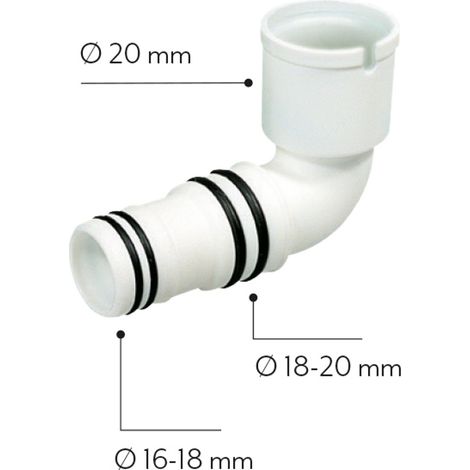 RACCORDO GOMITO SCARICO CONDENSA CLIMATIZZATORE 16/18 18/20mm