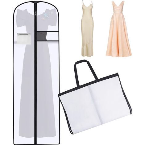 Housse Vetements à Suspendre 180CM, Pliable Housse Robe de Mariée, Anti Poussière Humidité Housse Vetements Longue, Housse Vetement Penderie pour Costumes Manteaux Robe de Soirée (1/5)