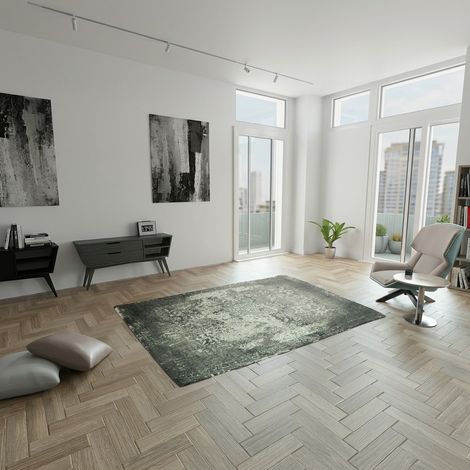 Tapis vintage Manhattan - Tapis vintage  - 290x200cm, Rectangular - 100% Viscose - Tufté main - Argent