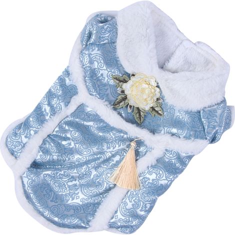 Costume Tang chinois mignon en coton pour petits chiens, idéal pour l'hiver. Manteau et tenue pour chiots. (1/5)