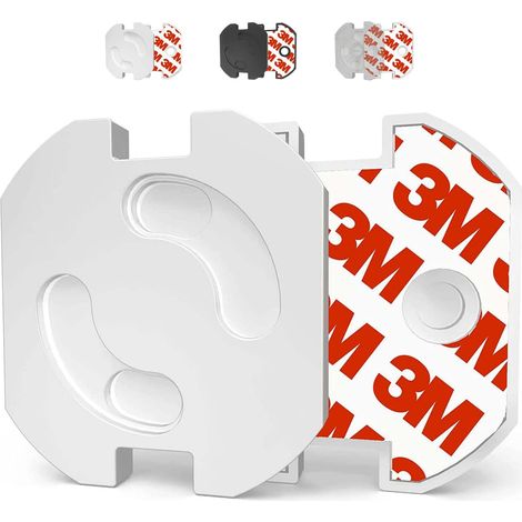 APEX [10 Unités] Protection de Prises de Sécurité pour Enfants avec Mécanisme de Rotation et Adhésif 3M, Idéal pour Bébés (BLANC) (1/5)