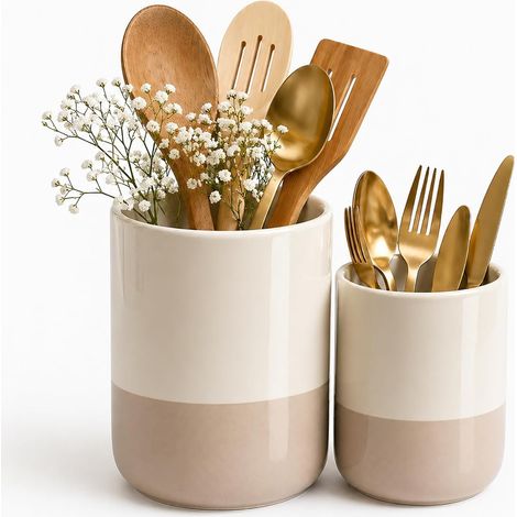 2-Piece Ceramic Kitchen Utensil Pot Holder (1/5)
