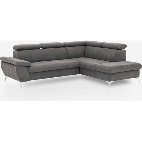 Verstellbares 3-Sitzer Schlafsofa mit rechter Ottomane und Stauraum Tova - Dunkel Grau (1/5)