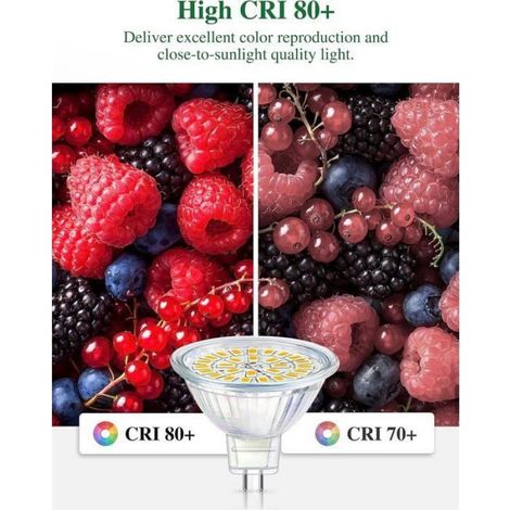 Ampoule LED GU5.3, MR16 LED 12V Blanc Chaud 3000K, Ampoules LED Spot Non Dimmable, Lot de 10 [Classe énergétique F] (1/5)