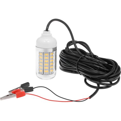 La pêche sous-marine 12V 15W attire la lumière lampe LED système de recherche de poisson avec cordon d'alimentation de 30 pieds et pince de batterie (1/5)