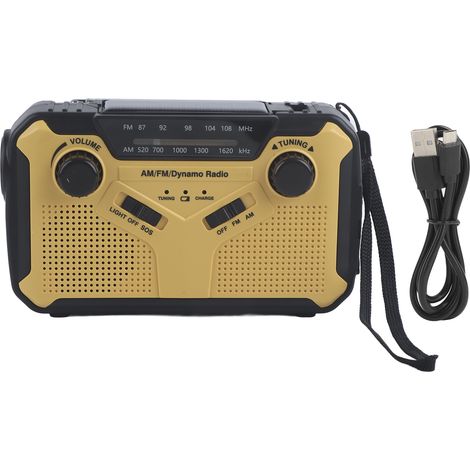 Radio d'urgence solaire, à manivelle, radio météo portable pour une utilisation en extérieur, FM/AM pour SOS. (1/5)