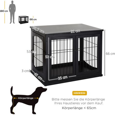 Niche table pour chien noir MDF métal 81x58,5x66cm surface plane, habitat discret design pour chiens domestiques dans l’appartement (1/5)