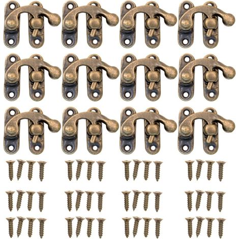 Set de 12 pièces Crochet de fermeture,fermoir,design bronze fer,pour coffres,caisses à vin,caisses style vintage,rétro maison de campagne,32 x 28 mm (1/5)