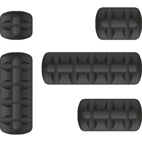 Black Cable Clips Desk Organizer - 5 Pack - Silicone Cable Management Adhesive Cable Holder Desk Cord Tidy for Charger/Mouse/Headphone/Phone Cables