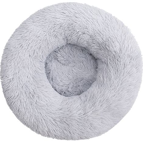 Panier pour chat, coussin moelleux pour chat, tapis apaisant pour chat, panier rond et lavable pour chien (50 cm, gris clair) (1/5)