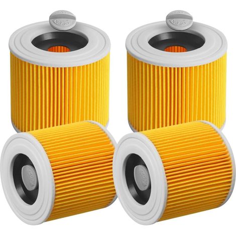 Filtre Cartouche pour Aspirateur Lot de 4, Filtre de Rechange Étanche Compatible avec Karcher WD3 WD2 MV3 (1/5)