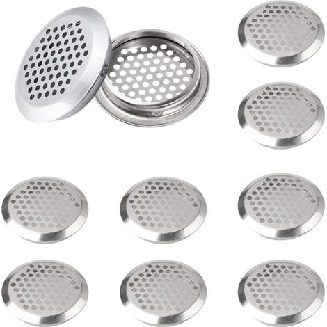 Grille de ventilation ronde, aérations en acier inoxydable, format de montage 53 mm, argent, 10 pièces(convexe) (1/5)