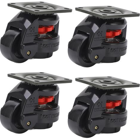 Roulettes Pivotantes 50mm, 250KG Capacité, Rotation 360°, Alliage Aluminium Nylon Acier, Rétractables pour Meubles Industriels, Noir, Lot de 4 (1/5)