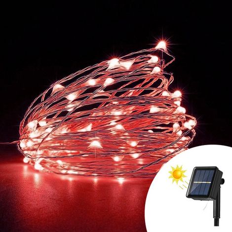 Stringa 10 metri da 100 MicroLed Rosso con pannello solare Wisdom (1/4)