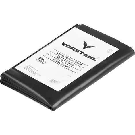 Besonders reißfeste schwarze Bauschuttsäcke aus LDPE, 120 l, 5er-Packung, Vorstahl (1/3)