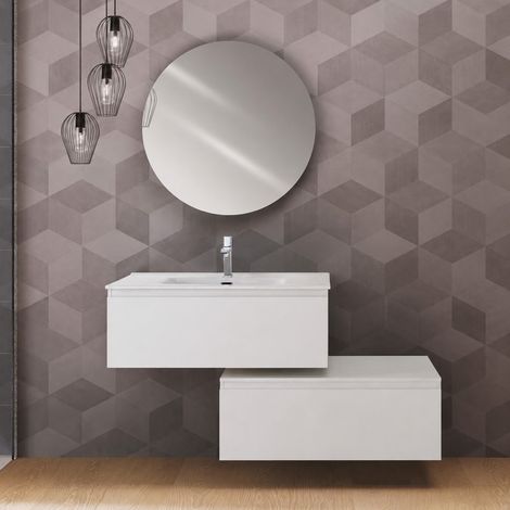 Composizione bagno sospesa separata Light Feridras 90 cm bianco opaco (1/5)