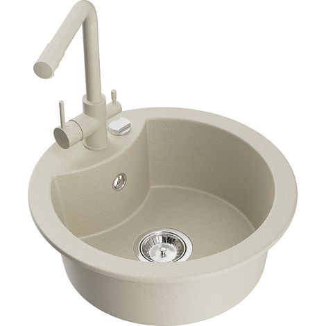 Mexen Diego lavello da cucina in granito a 1 vasca con rubinetto Duero, beige - 6512-69-671600-69 (1/5)