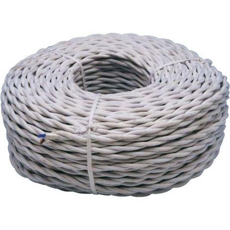 Cavo elettrico in cotone intrecciato 3 x 2,5 mm bianco venduto al metro
