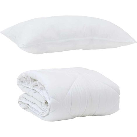 Duvet d'été simple avec oreiller 2 pcs,Couette Blanc Microfibre CFW79886 (1/5)