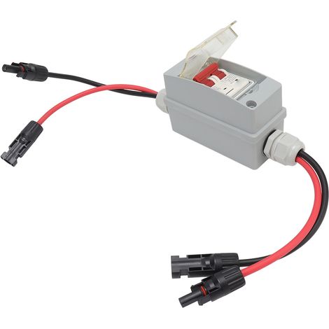 Disjoncteur MCB 2P DC 500V 32A avec boîtier de distribution étanche IP65, câble et connecteur PV (1/5)