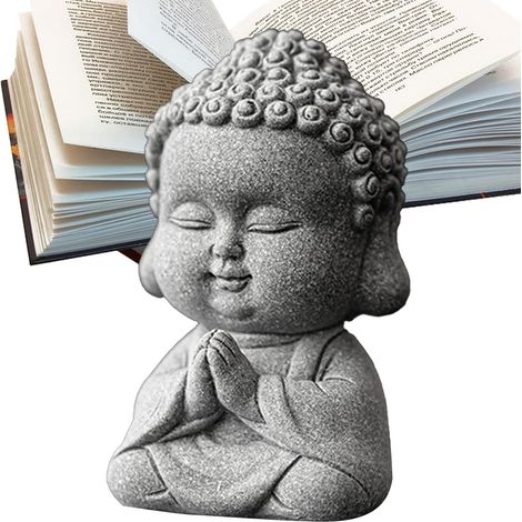 Statuette de Bouddha en pierre de siltstone, méditant, petite statue décorative exquise, idéale pour décorer un bureau (1/5)