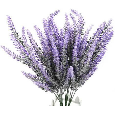 Künstliche Lavendelblumen, Sträuße aus violettem Kunstlavendel, Kunstpflanze für Braut, Hochzeit, Küche, Wohnzimmer, Schlafzimmer, Hof, Terrasse, Balkon, Party, Garten, Terrassendekoration, 4 Stück