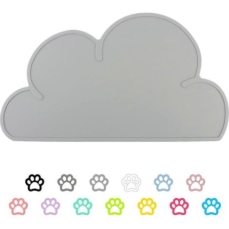 Tapis d'alimentation pour animaux de compagnie - Tapis d'alimentation pour chien et chat - Coussin en silicone de qualité supérieure - Antidérapant et imperméable - Socle pour gamelle (Gris) (1/5)