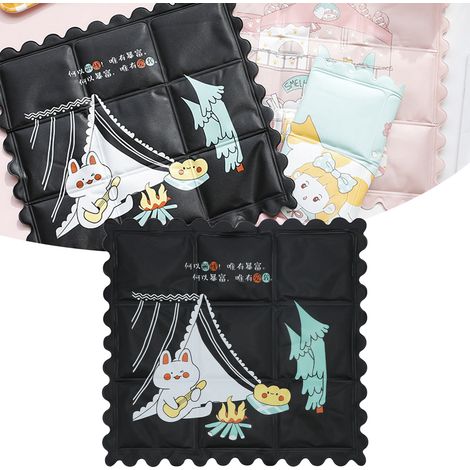 Tapis rafraîchissant, propre et hygiénique, respirant, coussin de siège à motif dessin animé pour l'été, maison ou dortoir, noir (1/5)
