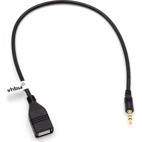 vhbw Adapter OTG compatible with Hyundai, Honda, Ford, Fiat, Dacia, Citroen Black USB port