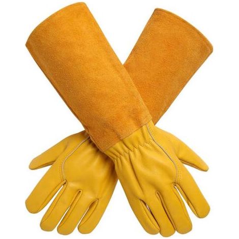 Gants de jardinage pour femmes/hommes, gants de protection longs pour la taille des rosiers, résistants aux épines et aux coupures, en cuir de vachette épais et durable, parfaits pour le travail (1/5)
