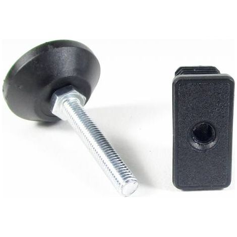 Ajile - Kit de Réglage pour tube rectangulaire 40x20 mm avec Pied Vérin Fileté en Acier Zingué M8 x 50 mm Embase diam. 40 mm