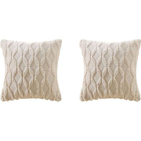 Filiyano-Lot de 2 coussins carrés décoratifs en velours style campagnard, 45 x 45 cm, doux et moelleux, pour canapé ou canapé. (1/5)