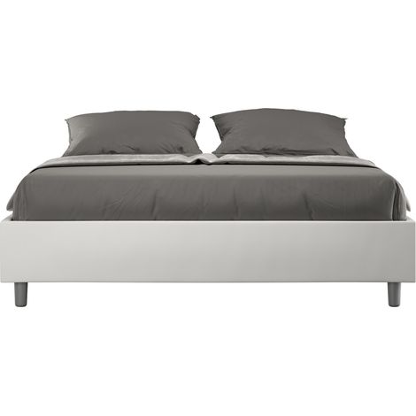 Cadre de lit en simili cuir Agora-Couleur Blanc-200x200-Version coffre de rangement (1/4)
