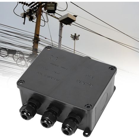 Boîtier de jonction étanche pour câbles extérieurs, boîtier de connexion électronique IP68, PC noir (1/5)