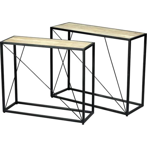VARUA - Lot de 2 Consoles Gigognes en Manguier Massif