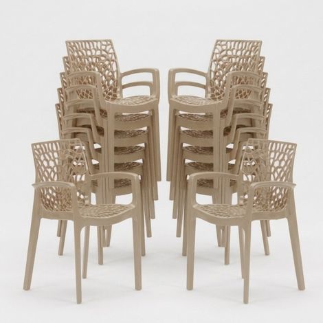 22 Sedie Gruvyer ARM Grand Soleil braccioli polipropilene lucido offerta stock - Beige (1/5)
