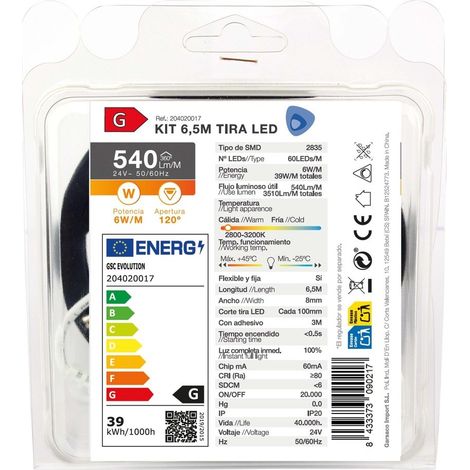 Kit 6,5M LED-Streifen 6W/M IP20 2800K-3200K vorbereitet
