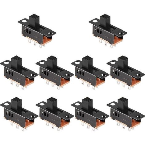 10 Stück High Knob 6 Pin 3 Position DPDT Panel Slide Switch 0.5A 50V DC-- (1/5)