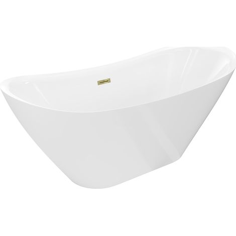 Mexen Lotos bañera exenta 180 x 75 cm, blanca, desbordamiento dorado - 52051807700-50 (1/3)
