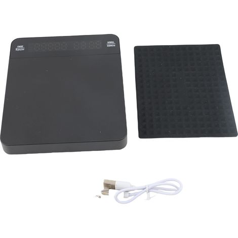 Kaffeewaage mit Timer, 0,1 g Genauigkeit, 3 kg Kapazität, Dual-Display, wiederaufladbar, für Zuhause und unterwegs, schwarz. (1/2)