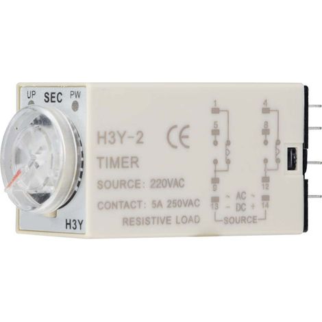 H3Y-2 Ein-/Ausschalt-Timer-Relais mit Zeigersteuerung und Verzögerungstimer, 8-polig, 5 A, 220 V AC (1S) (1/5)
