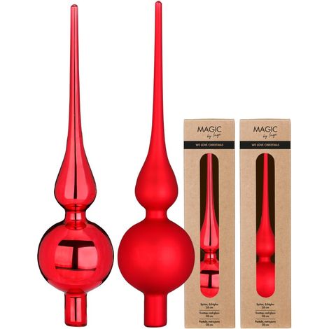 PUNTALE PER ALBERO ROSSO IN VETRO 28 CM PREZZO CADUNO INDICARE IL MODELLO