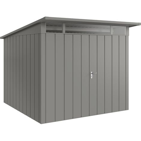 Hörmann Metall-Gerätehaus "Juno" mit Pultdach, JPD10 - Modern, 262 x 262 cm (B x T), graualuminium, 2-flüglige Tür (1/5)