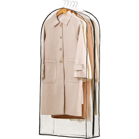 Housse à vêtements extra large et entièrement transparente (lot de 3), 60 x 25 x 110 cm — Housse anti-poussière. Convient pour le rangement dans une armoire et sur cintres. (1/4)