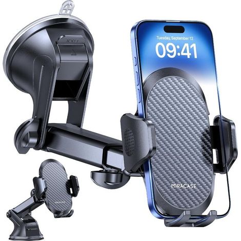Support Téléphone Voiture [Ventouse Puissante] Porte Telephone Voiture Tableau de Bord, Rotation 360° Portable Ventouse pour iPhone Compatible avec 4-7.2" Smartphone (1/5)