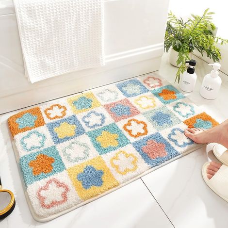 Tapis de Salle de Bain Mignon, Tapis de Douche Antidérapant Doux en Microfibre,40x60cm Tapis de bain antidérapant - 100 % microfibre (1/5)