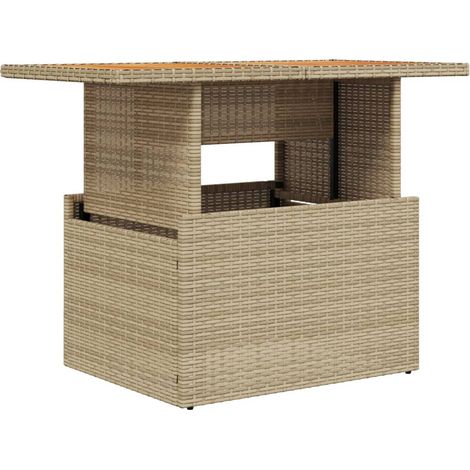 Gartentisch Beige 100x55x73 cm Poly Rattan und Akazienholz vidaXL