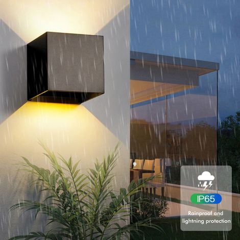 Nordisch-moderne quadratische LED-Wandleuchte, wasserdichtes Aluminium, 1 Stück, Black Box 603, 12 W, warmweißes Licht, für den Innen- und Außenbereich (1/5)