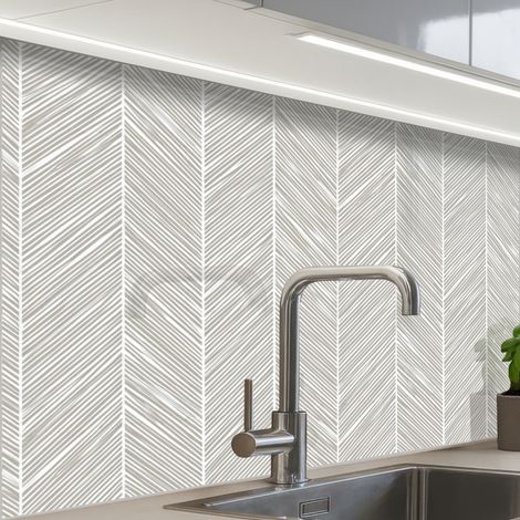 REVETEMENT MURAL DE CUISINE, CRÉDENCE DE CUISINE Classique - Chevrons - Gris 80x60 cm (1/5)