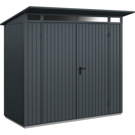Hörmann Metall-Gerätehaus Berry Classic mit Pultdach Typ 1, 248 x 153 cm, anthrazitgrau, 3,8 m², 2-flüglige Tür (1/5)